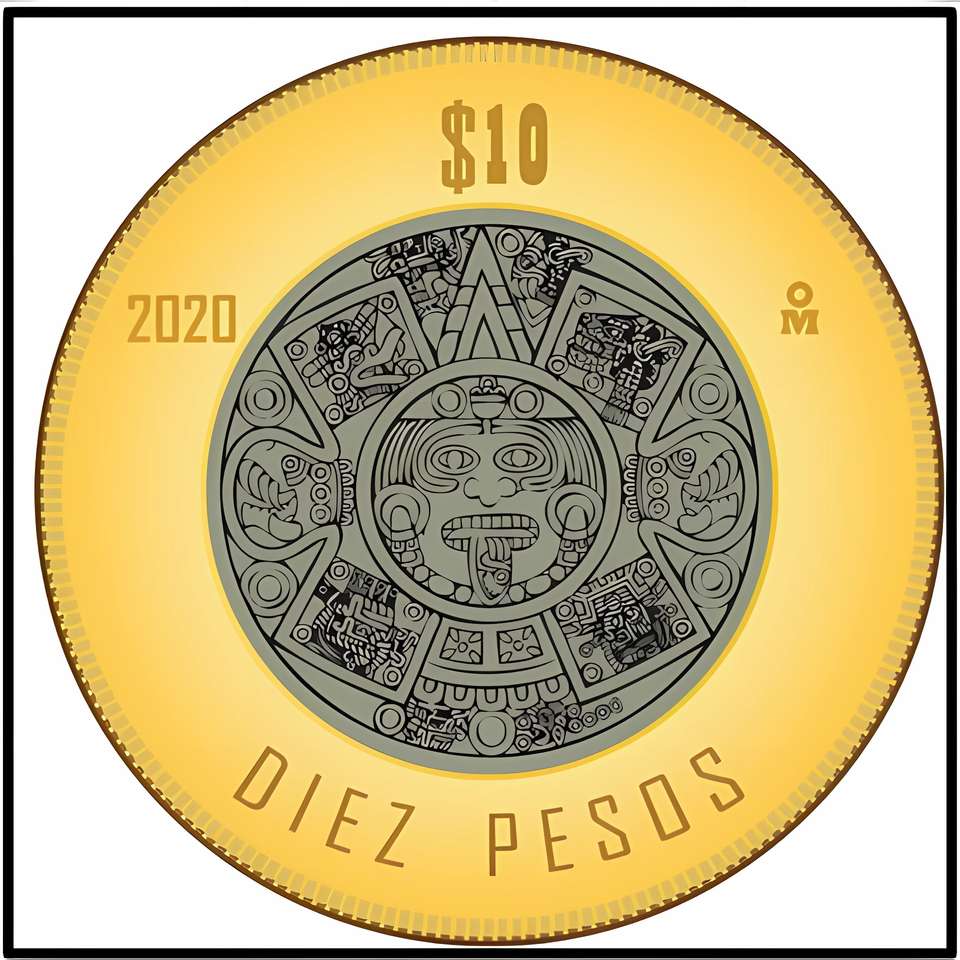 Pussel av $10 pesos mynt. Pussel online