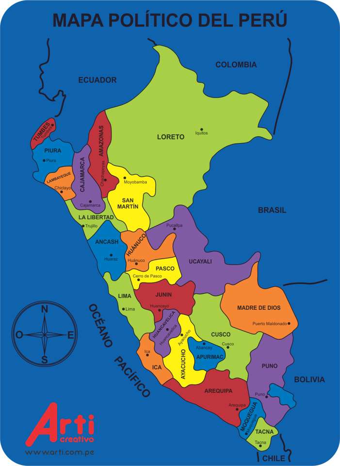 Mapa Peru. skládačky online