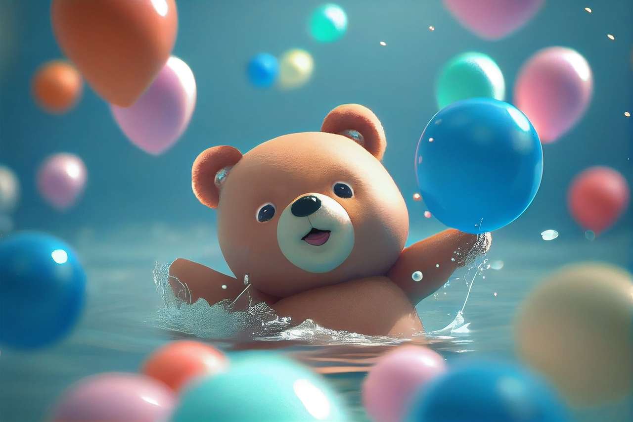 Nallebjörn med ballonger Pussel online