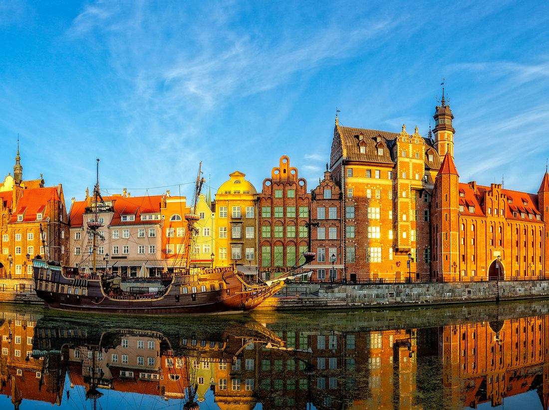Kade met museumschip in Gdansk Polen legpuzzel online