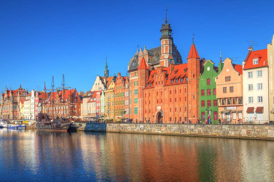 Cais com navio-museu em Gdansk, Polônia puzzle online