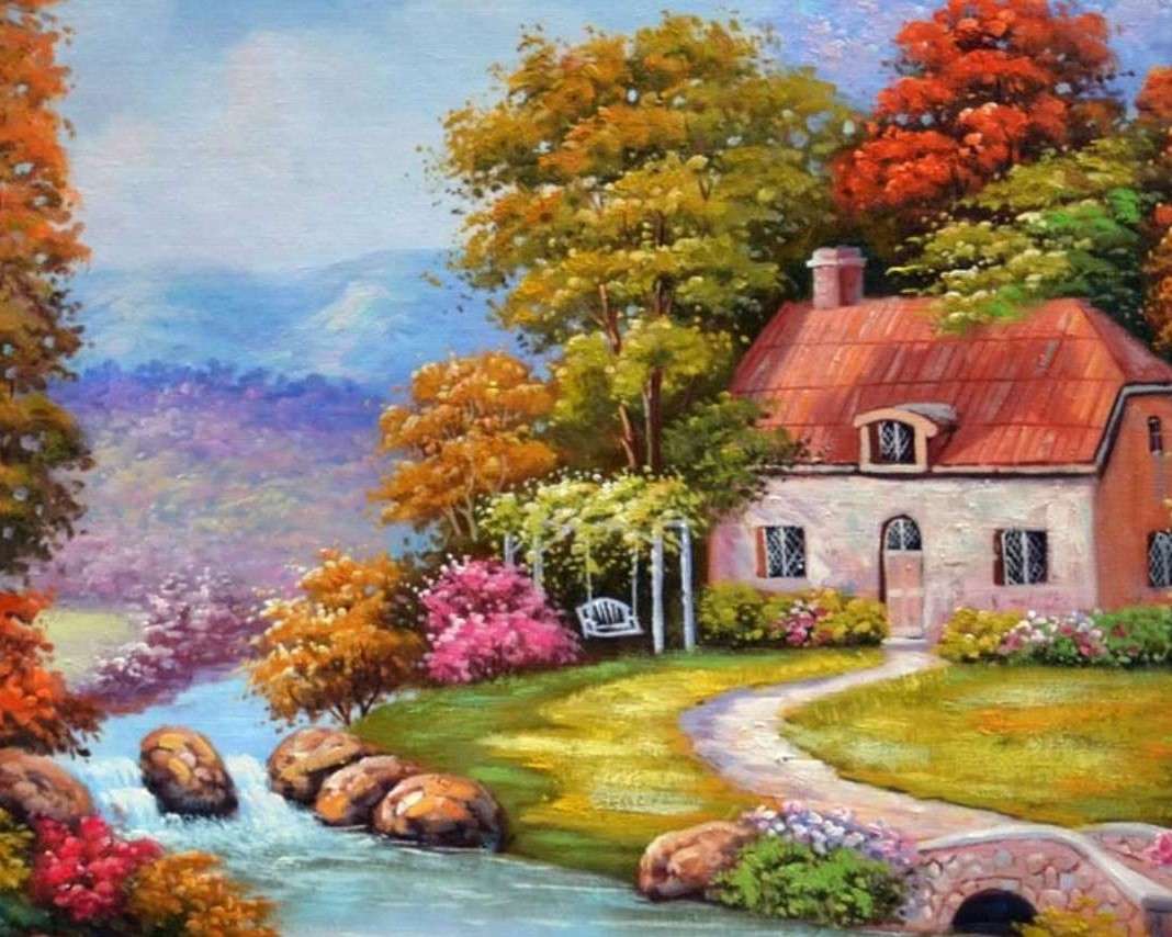 O casă lângă râu puzzle online