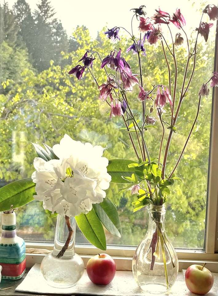 virágok és gyümölcsök az ablakban kirakós online