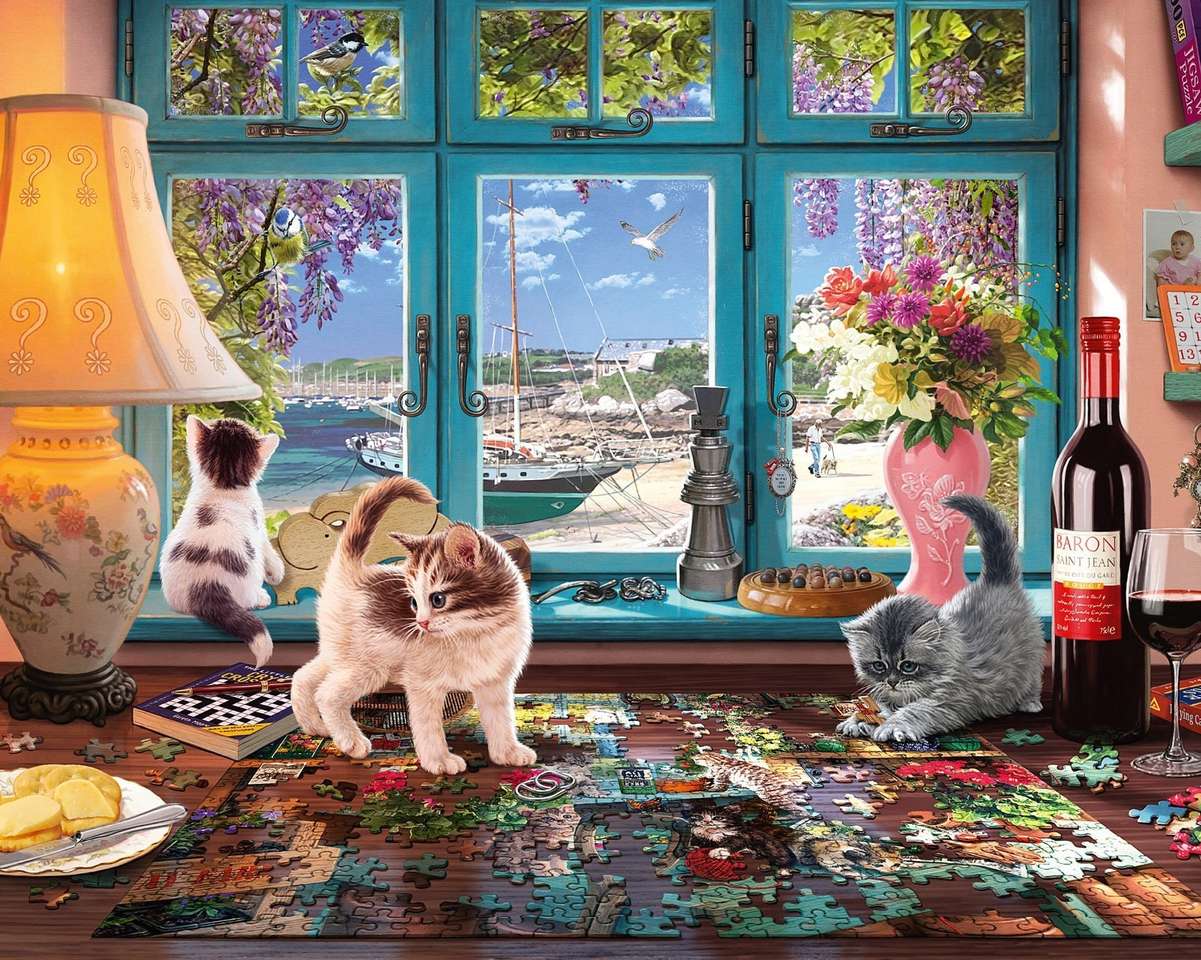 Rejtvényekkel játszó cicák online puzzle