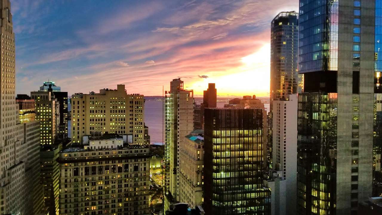 Solnedgång i New York, USA Pussel online