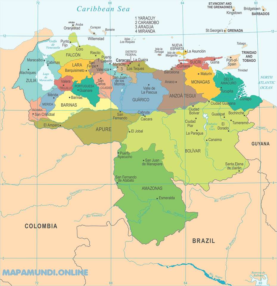 Karta över Venezuela Pussel online