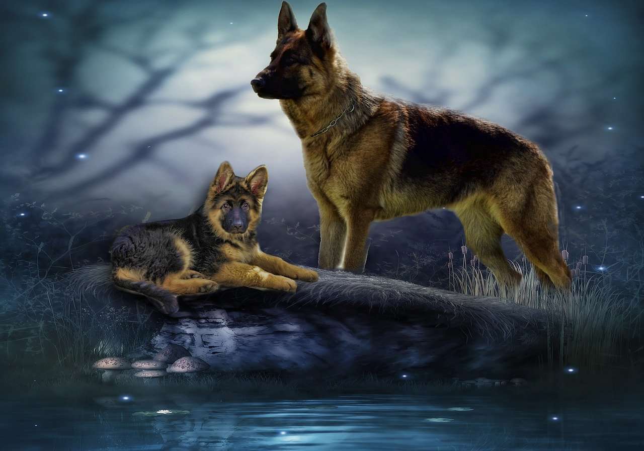 Shepherd and puppy jigsaw puzzle online