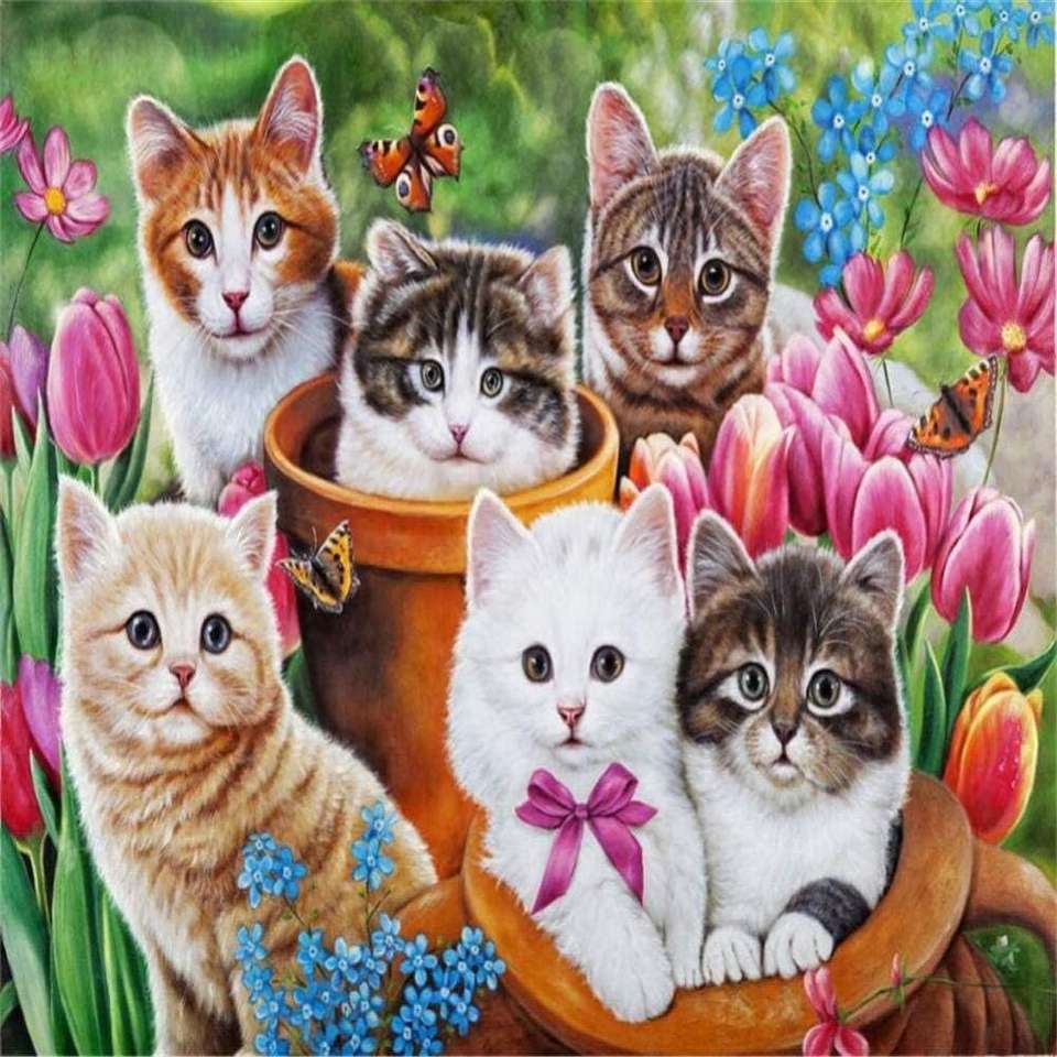 Kitties în grădină puzzle online