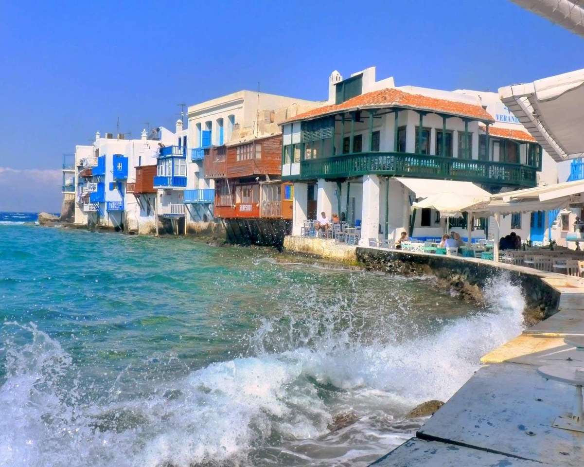Mykonos é uma ilha grega no mar Egeu quebra-cabeças online