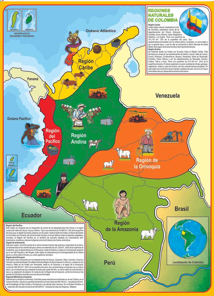 Regionen von Kolumbien Online-Puzzle