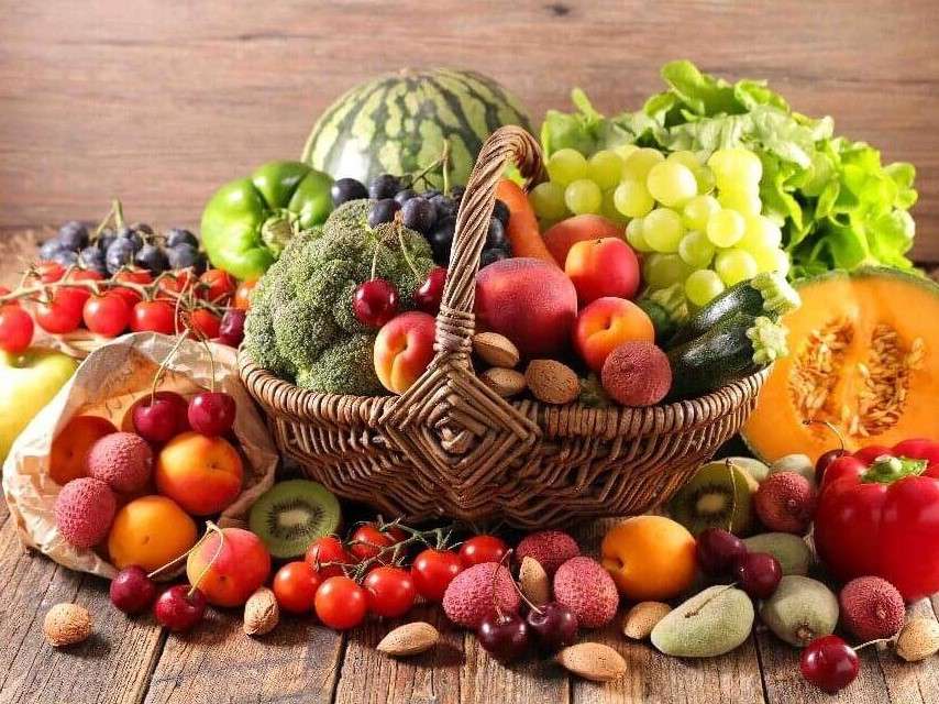 Verduras saludables y frutas. rompecabezas en línea