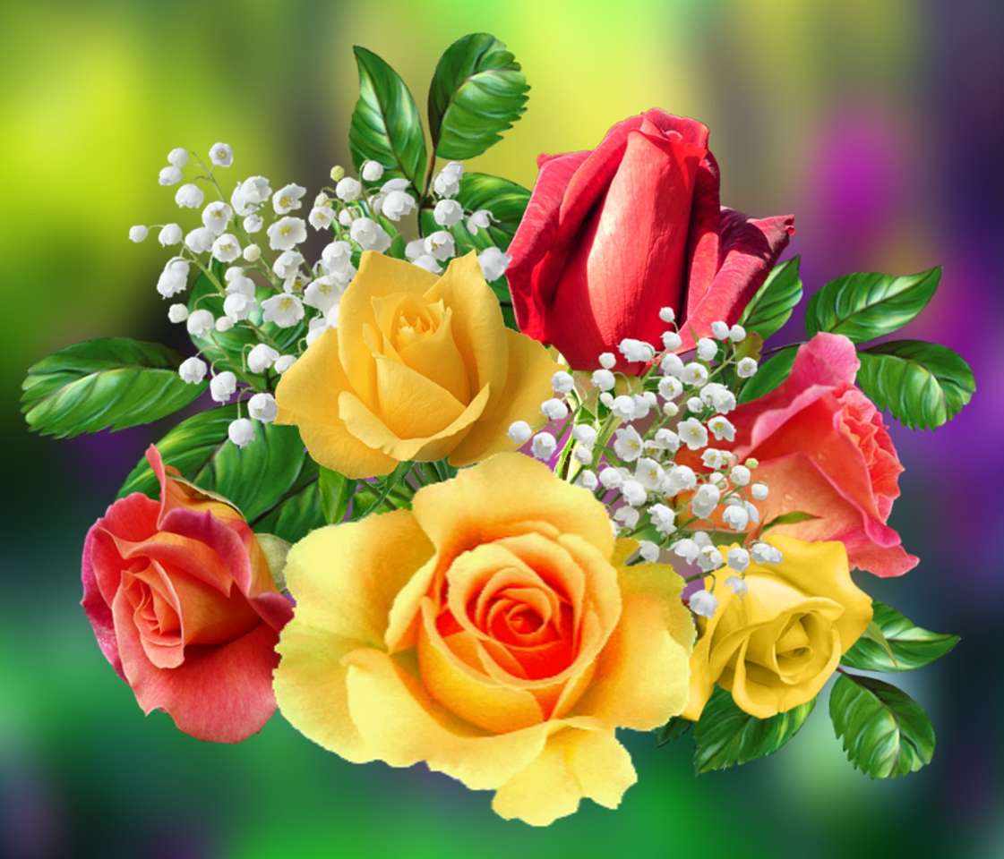 Троянди літнього кольору онлайн пазл