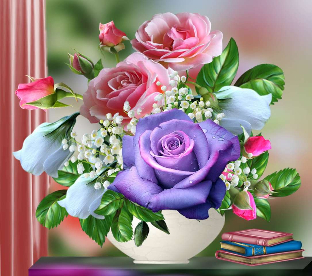 Λουλούδια σε βάζο παζλ online