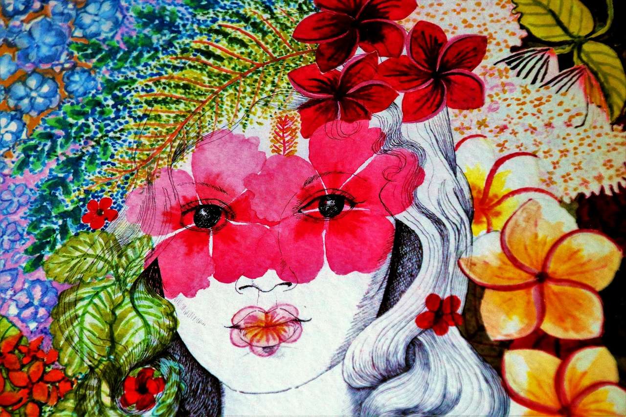 Βαμμένο με τα χρώματα των λουλουδιών παζλ online