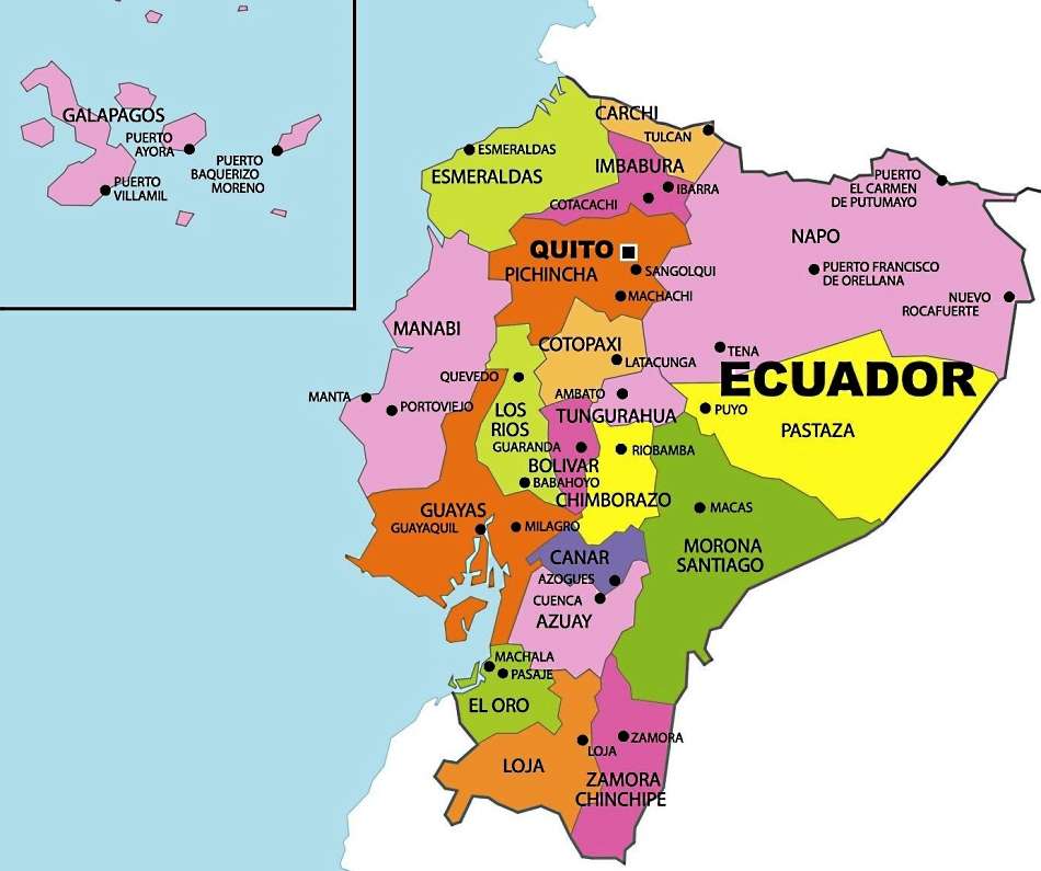 Mappa dell'Ecuador. puzzle online