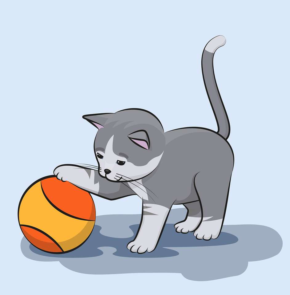 Коте с топка онлайн пъзел