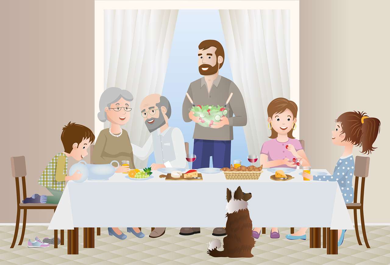 Familj middag pussel på nätet