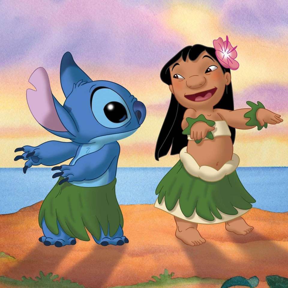 Lilo και Stitch χορεύουν στην παραλία online παζλ