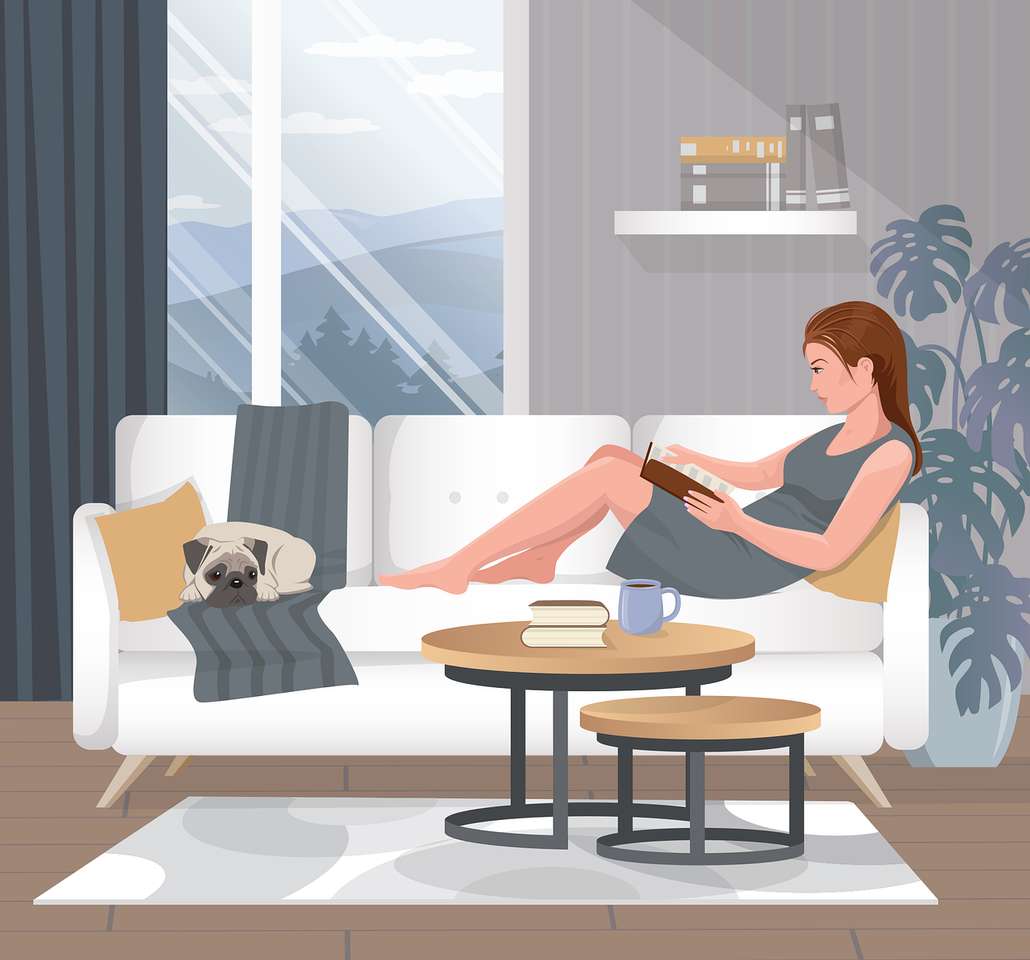 Pihenés egy könyvvel kirakós online
