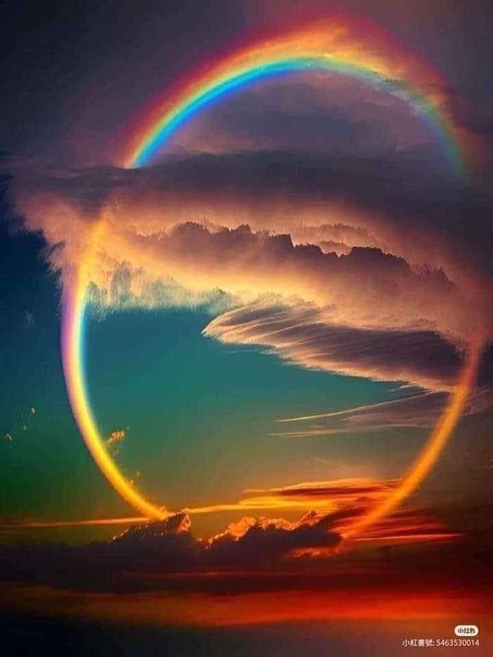 круг радуга и облака онлайн-пазл