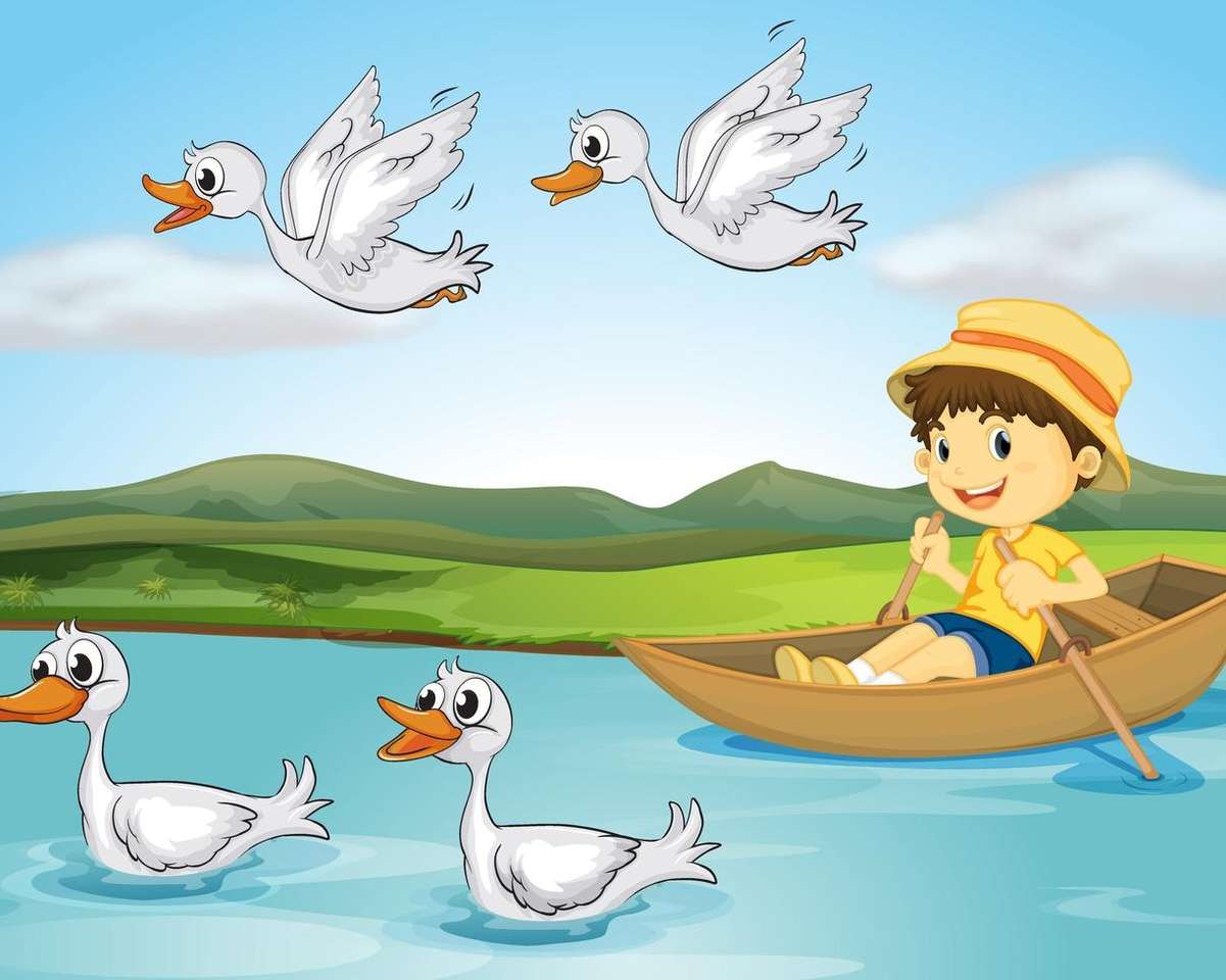 Een jongen op een boot online puzzel