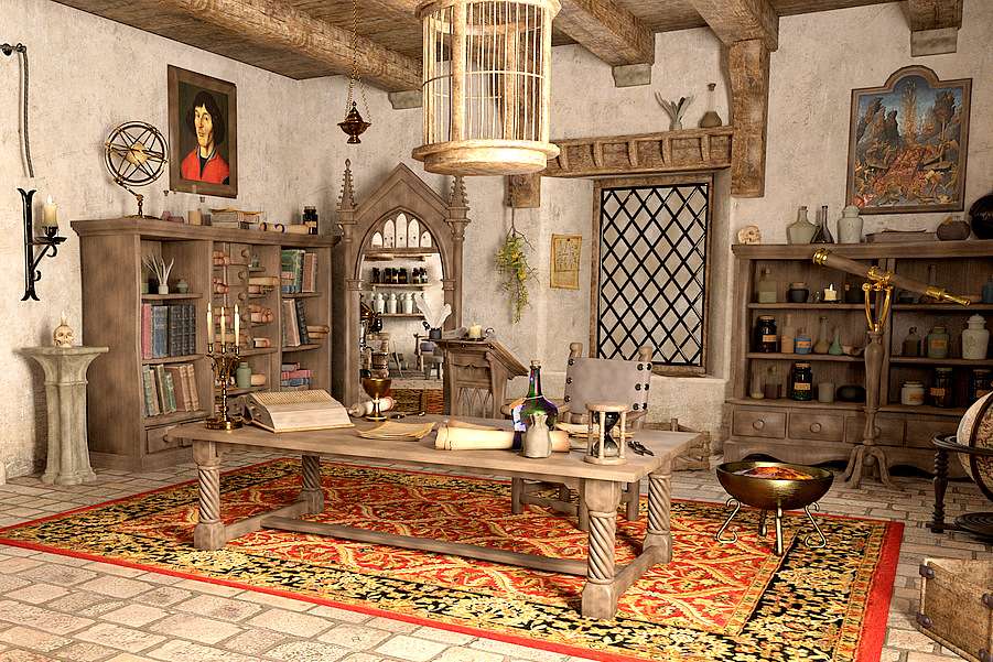 De kamer van een geleerde uit de Renaissance online puzzel