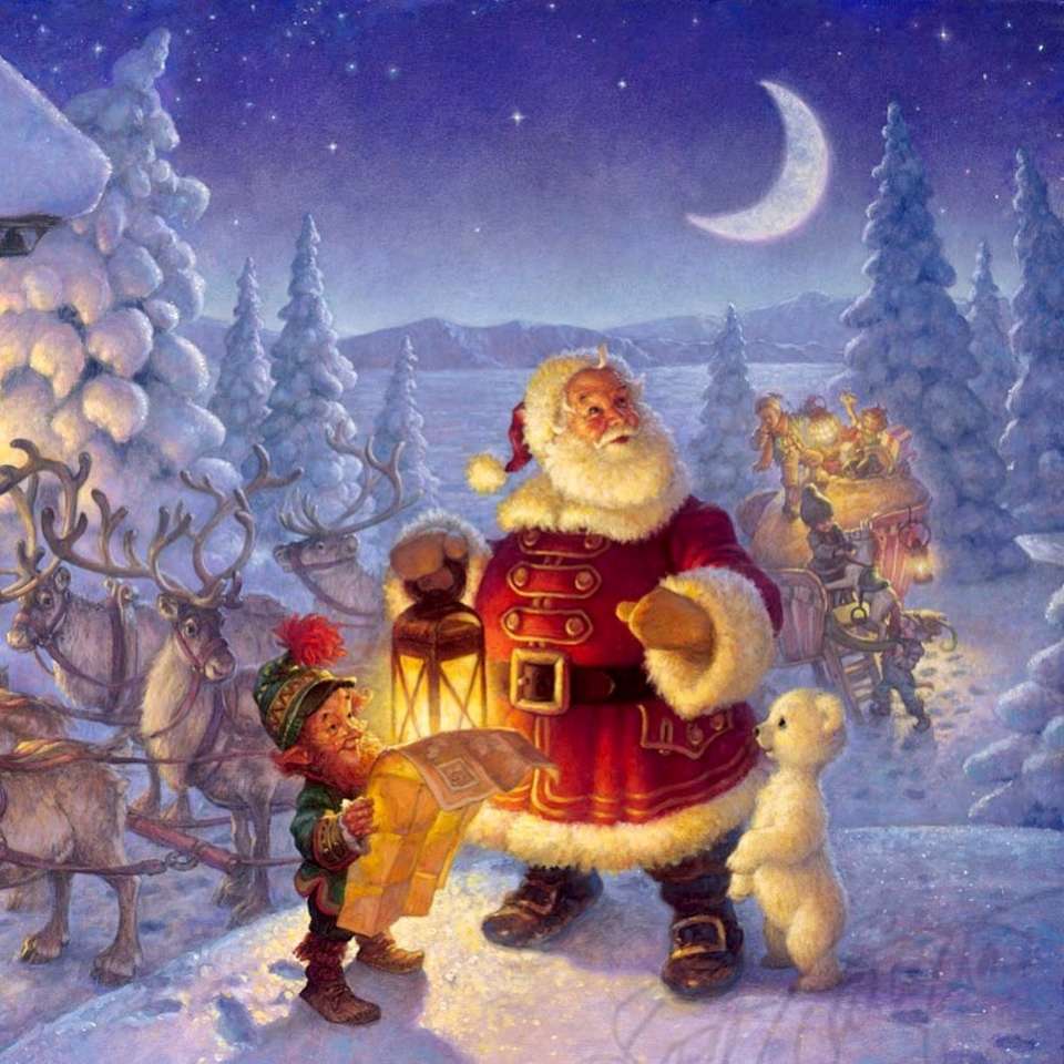 Santa Claus distributes his gifts online puzzle