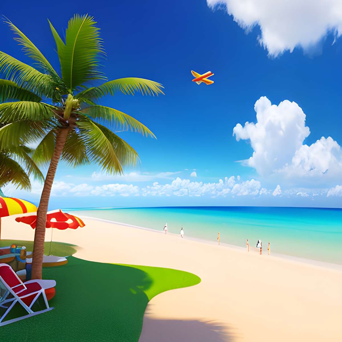 пейзаж с пляжем пазл онлайн