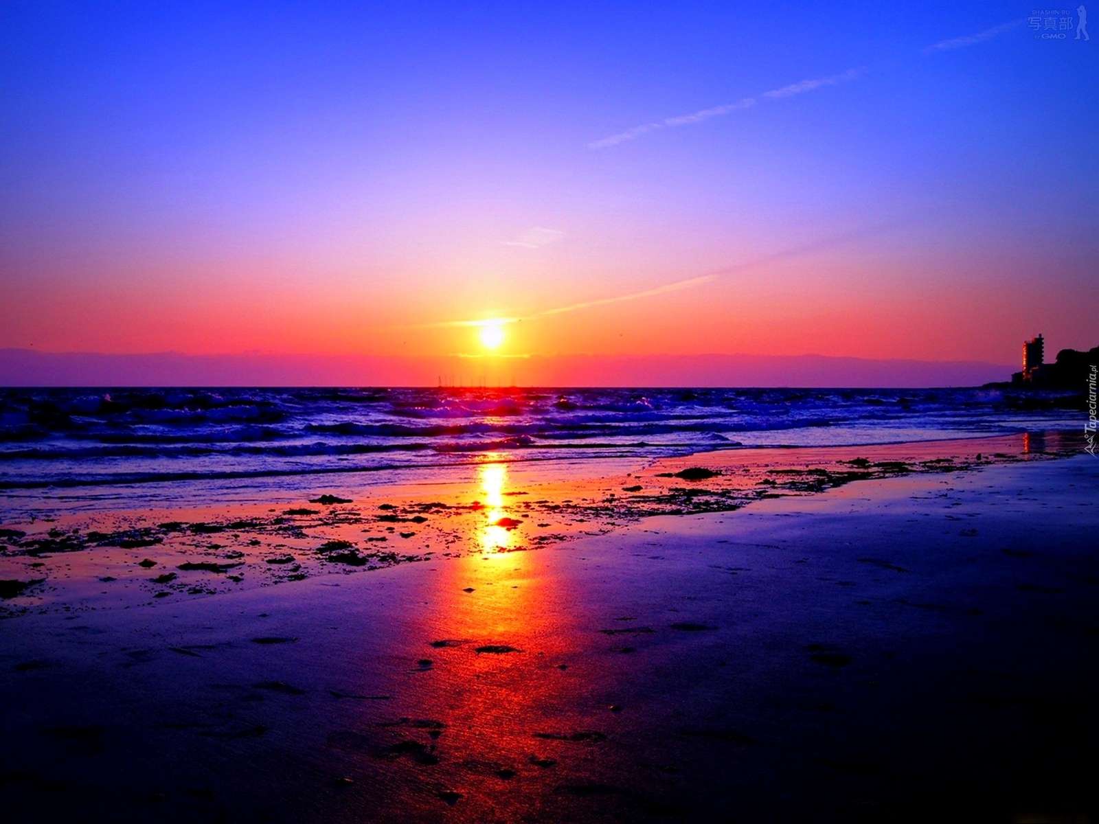 wunderschöner Sonnenuntergang über dem Meer Online-Puzzle