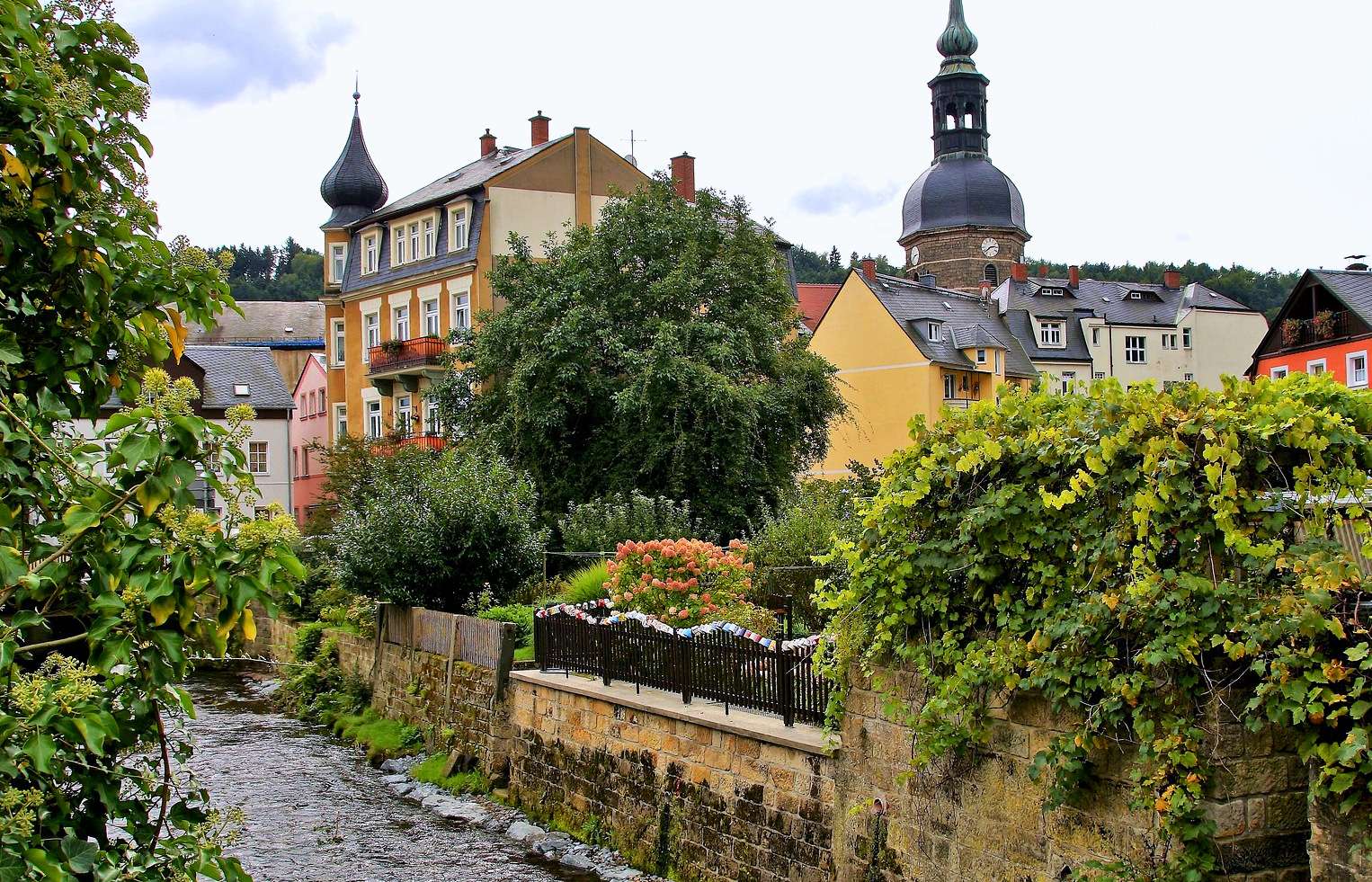 Vackert panorama över staden Bad Schandau Pussel online