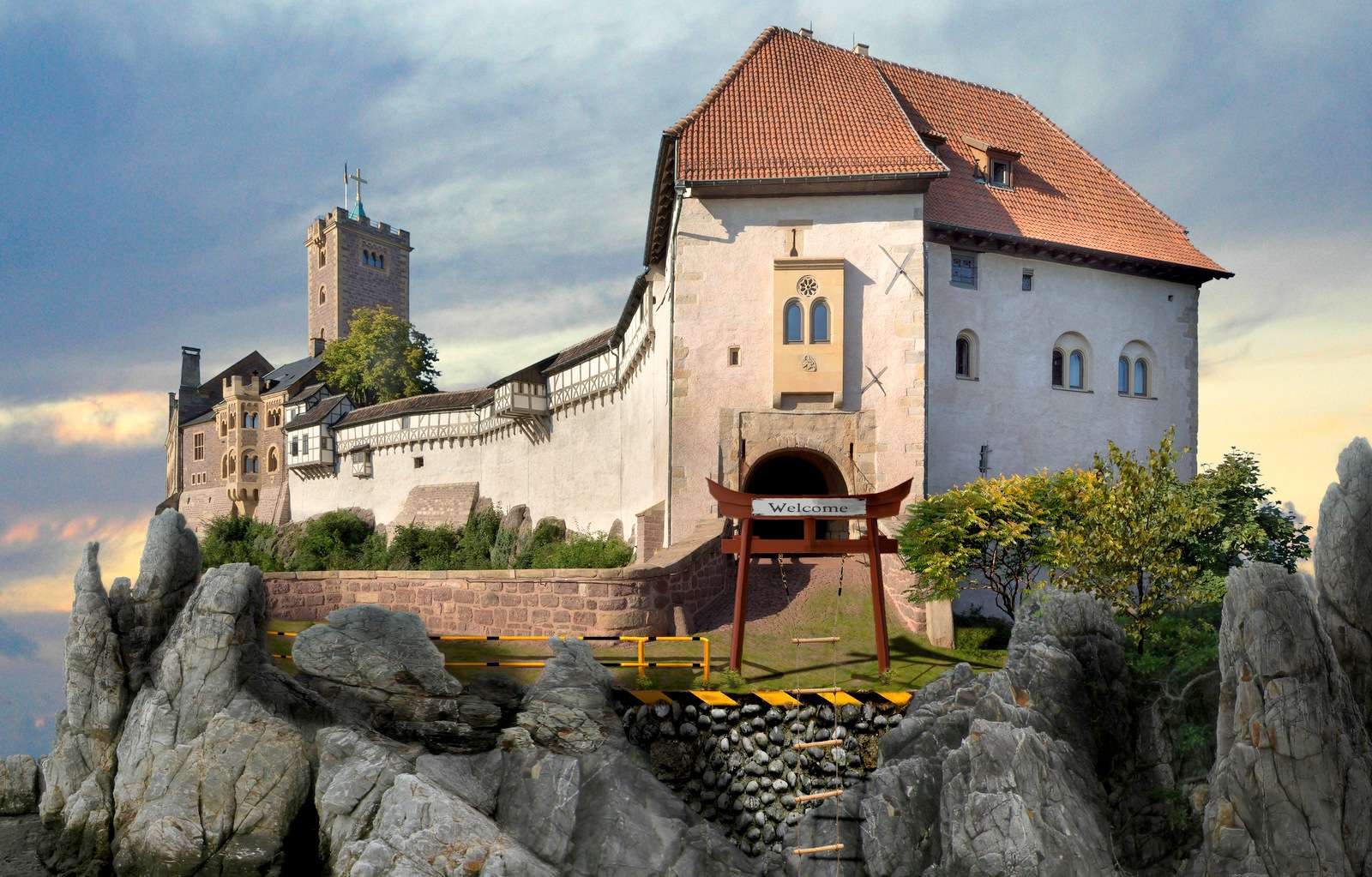 Le pittoresque château de Wartburg à Eisenach puzzle en ligne