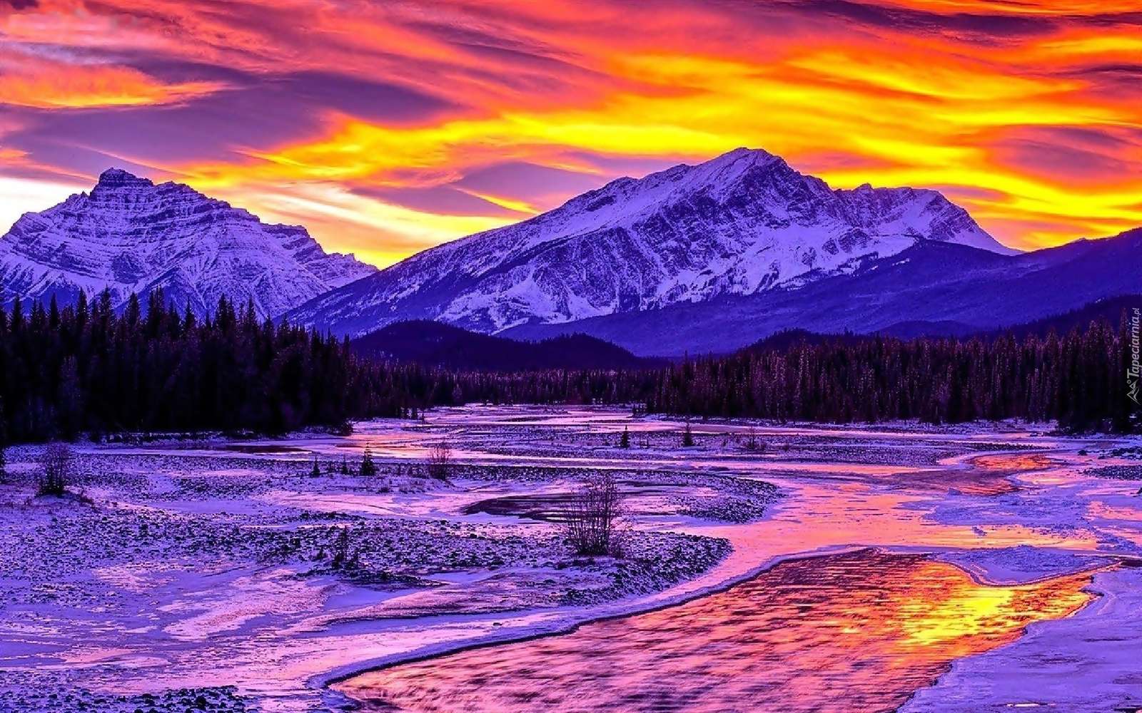 winter sunset landscape jigsaw puzzle online