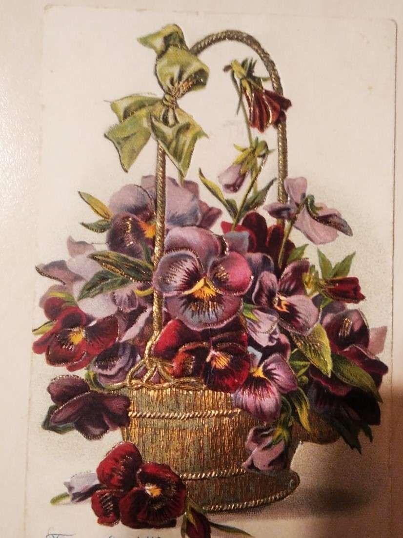 malovaná kytice v košíku online puzzle