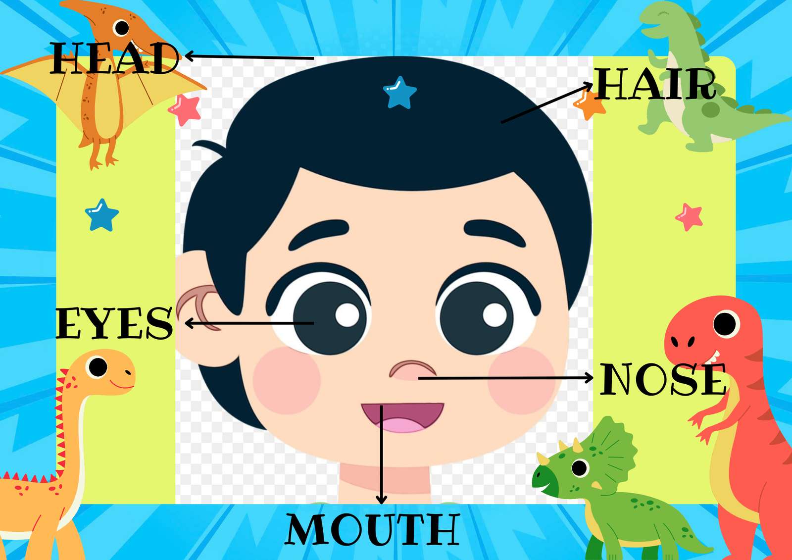 Partes de la cara en ingles para niños rompecabezas en línea