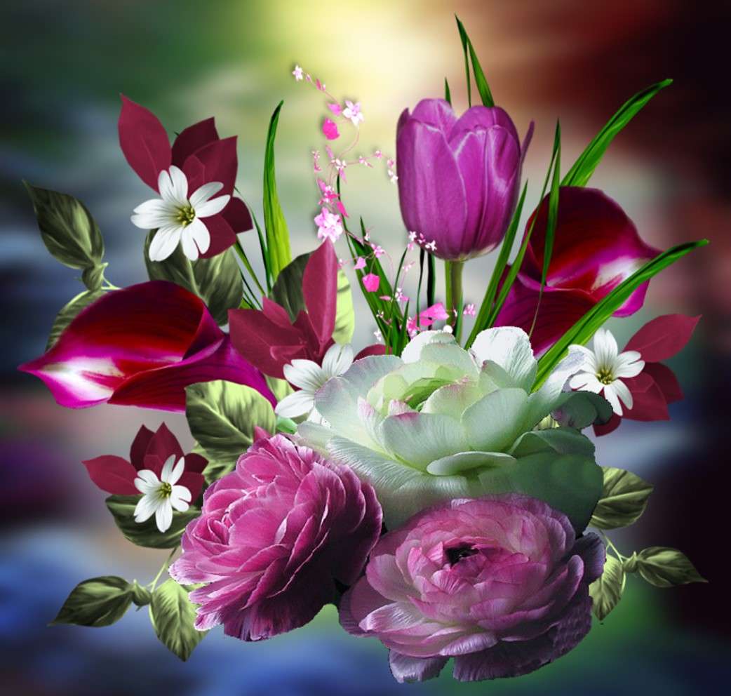 Kytice z fialových květů skládačky online