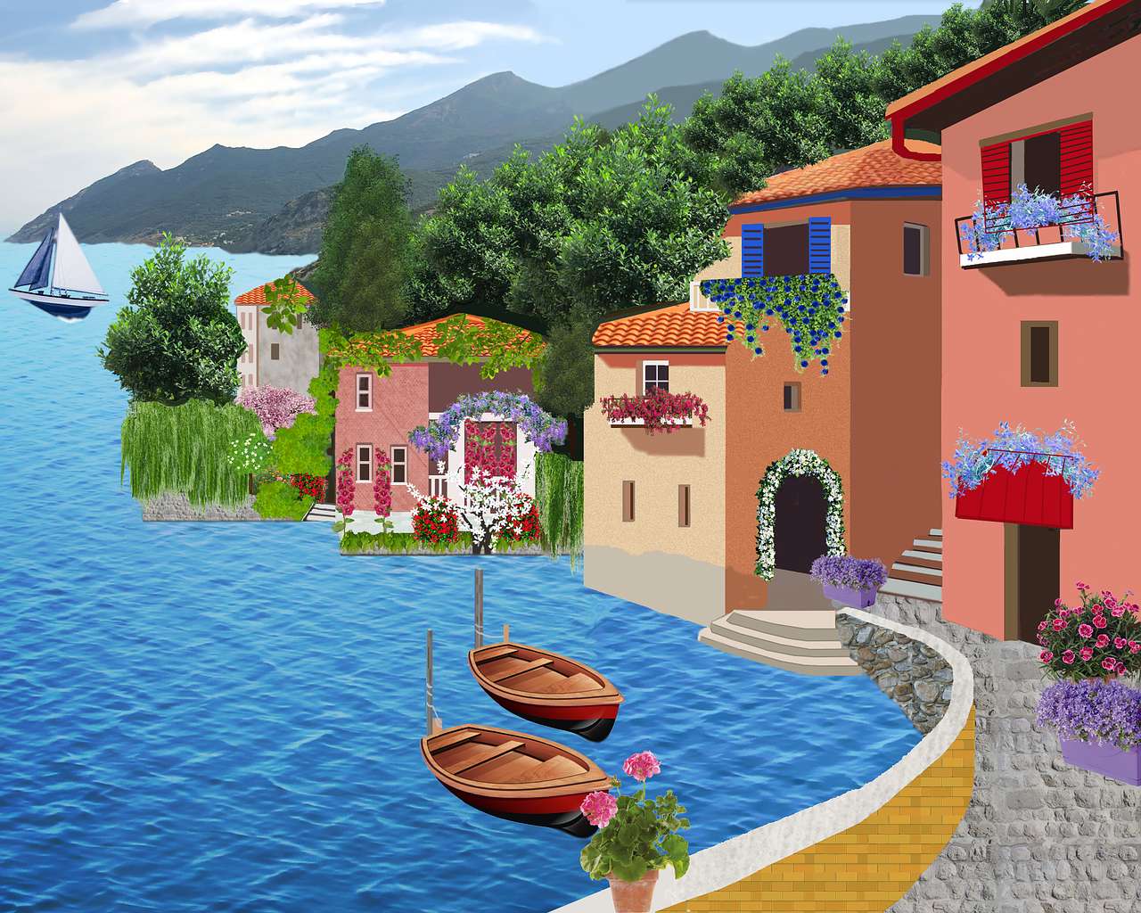 Holidays by a mountain lake (graphics) online puzzle