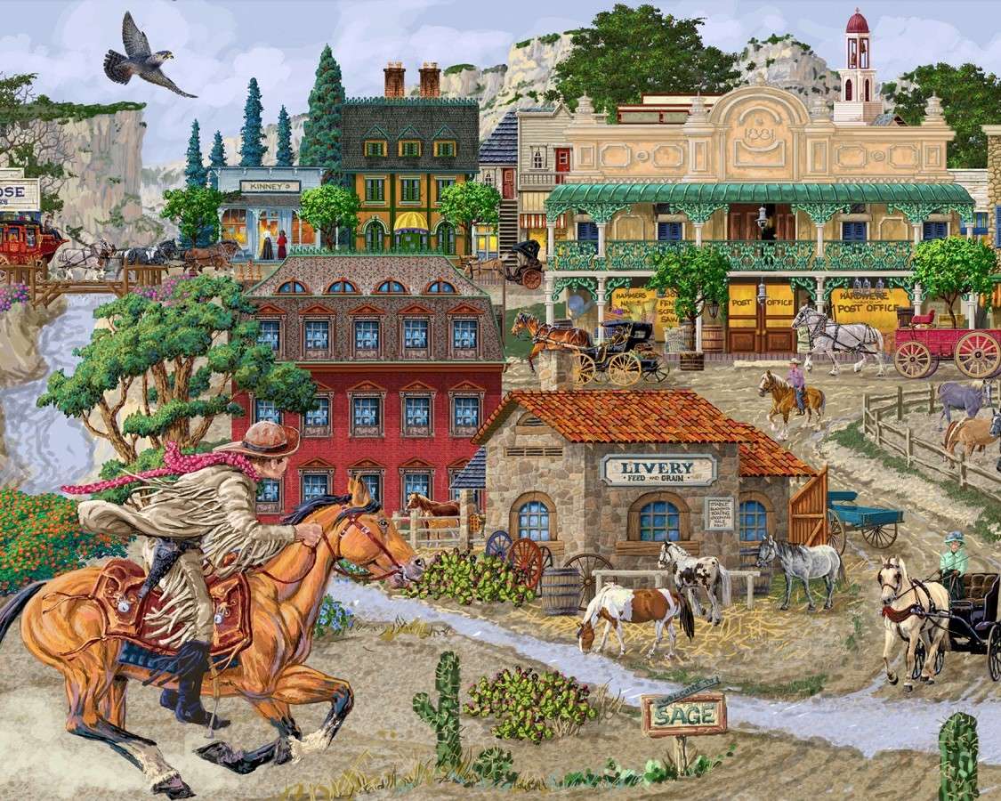 Fazenda de cavalos na cidade puzzle online