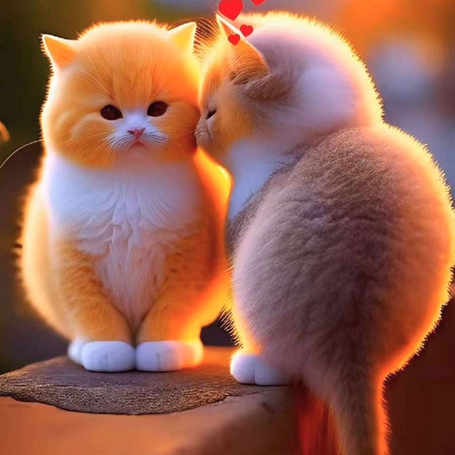 roztomilé červené kočky v lásce skládačky online