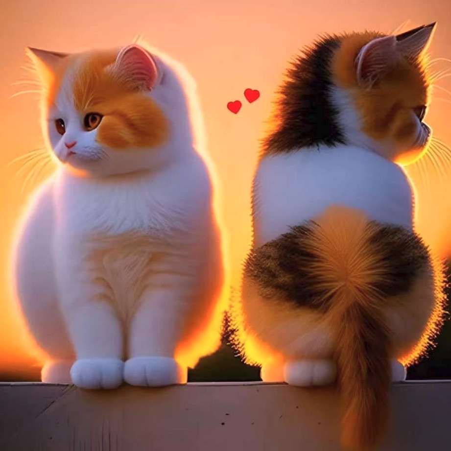χαριτωμένες κόκκινες ερωτευμένες γάτες παζλ online