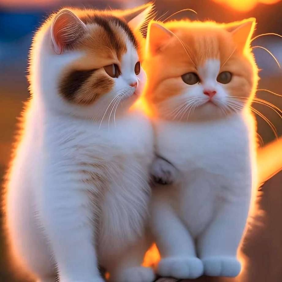 сладки червени влюбени котки онлайн пъзел