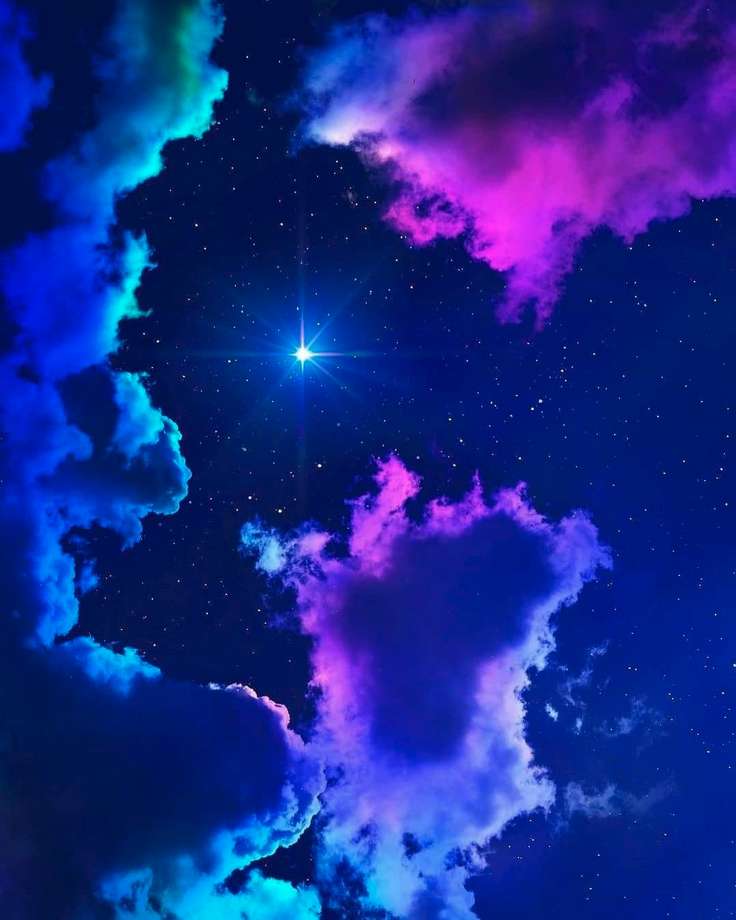 lindo céu colorido e estrela puzzle online