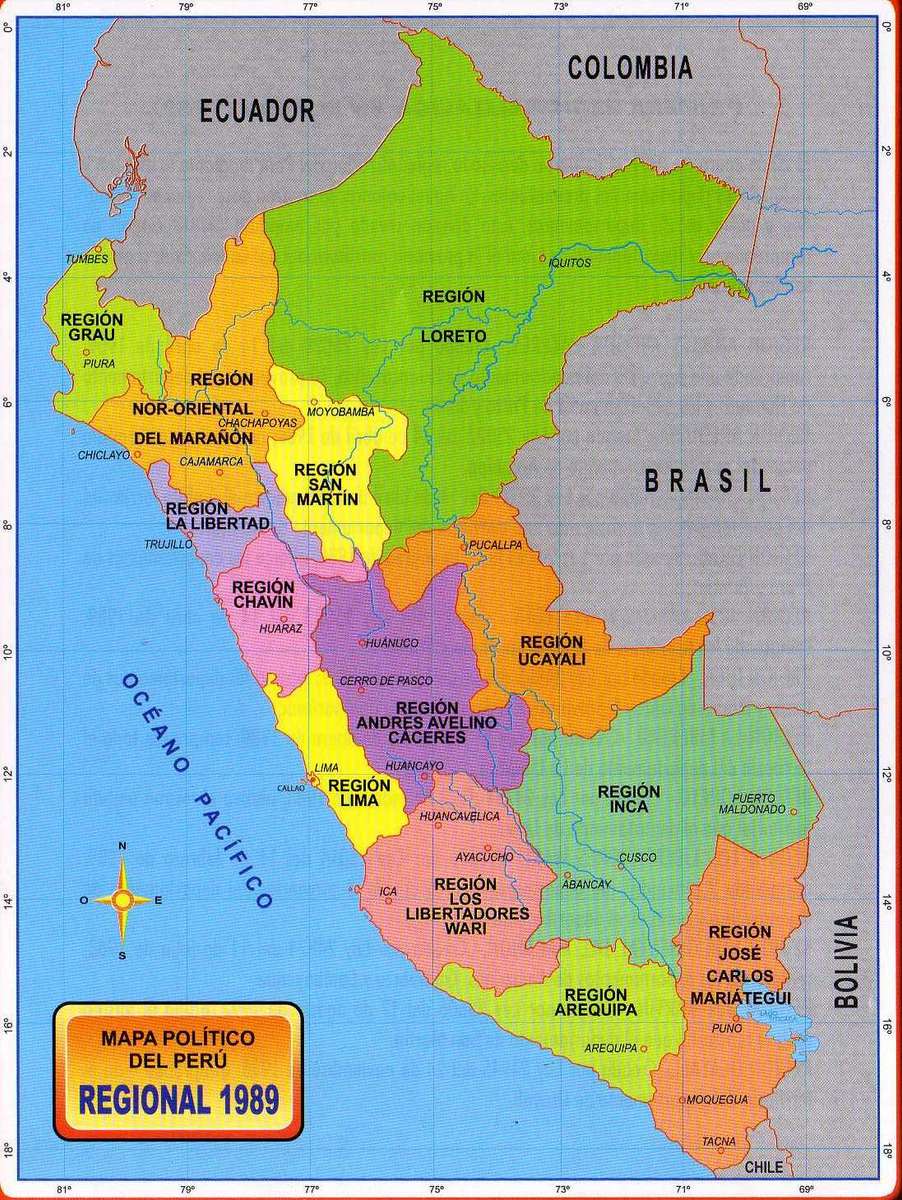 Karte von Peru. Online-Puzzle