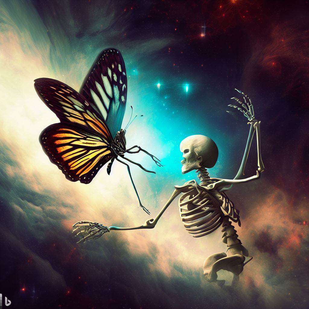 蝶と骸骨のファンタジー写真 ジグソーパズルオンライン