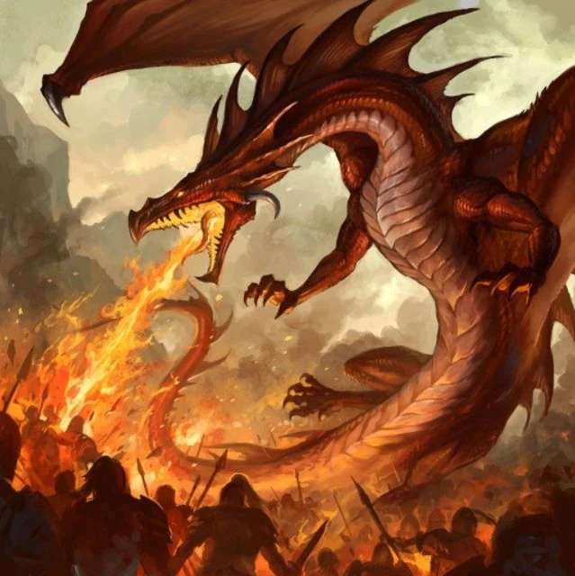 Dragon luchando contra guerreros rompecabezas en línea