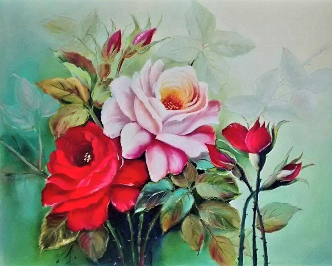 Намальовані троянди пазл онлайн