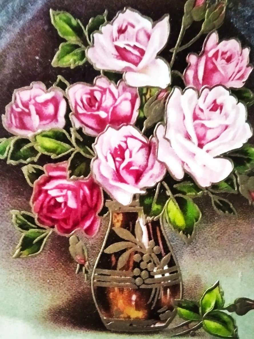 рисувана ваза с цветя онлайн пъзел