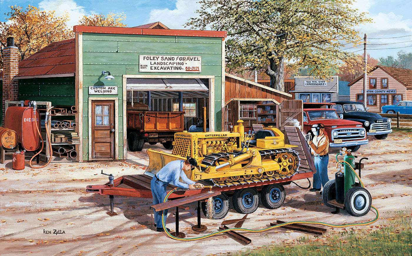 Žlutý buldozer online puzzle