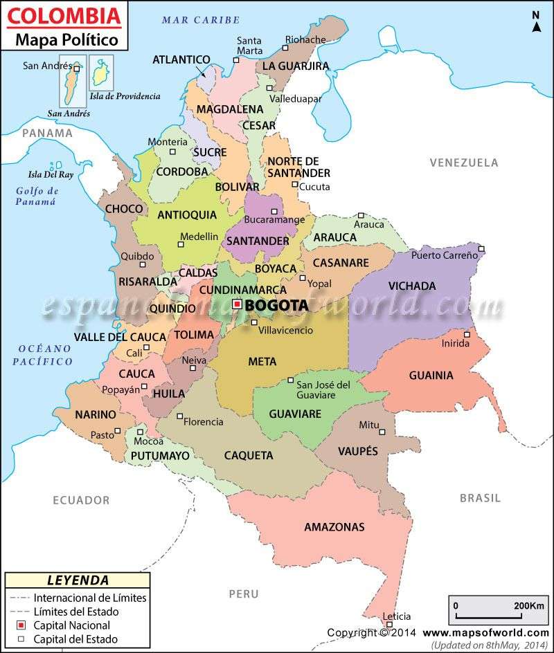 POLITICAL DIVISION OF COLOMBIA online puzzle