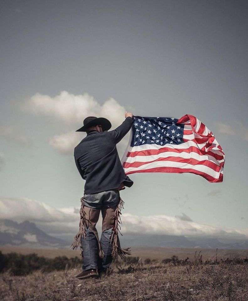 cowboy zászlóval kirakós online