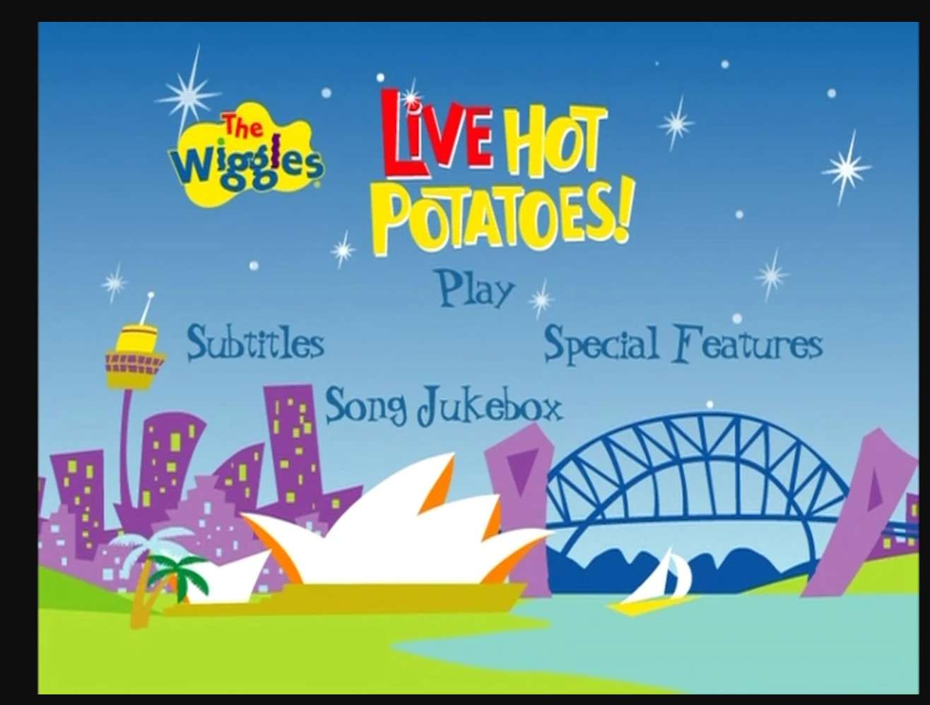 Menu du DVD The Wiggles Live Hot Potatoes puzzle en ligne